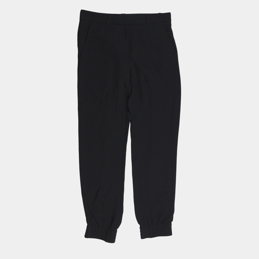 A.L.C. Black 100% Silk Jogger Pants Elastic Cuff Trousers Size 2